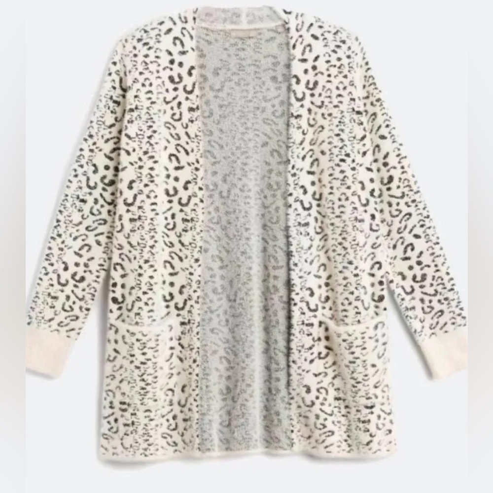 EUC revolution by Cryus cream Leopard Print fuzzy knit Cardigan Sweater xl - Picture 4 of 4